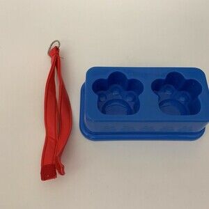 Build A Bear Workshop BABW Cat Food Bowl Blue Red Leash
